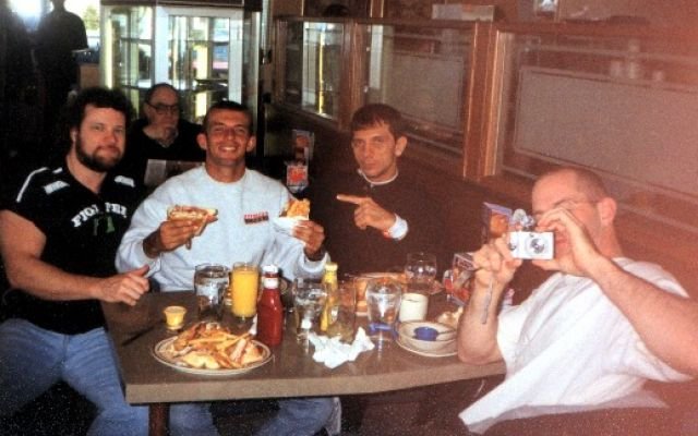 Having breakfast with his friends at Indiana.