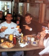 Having breakfast with his friends at Indiana.